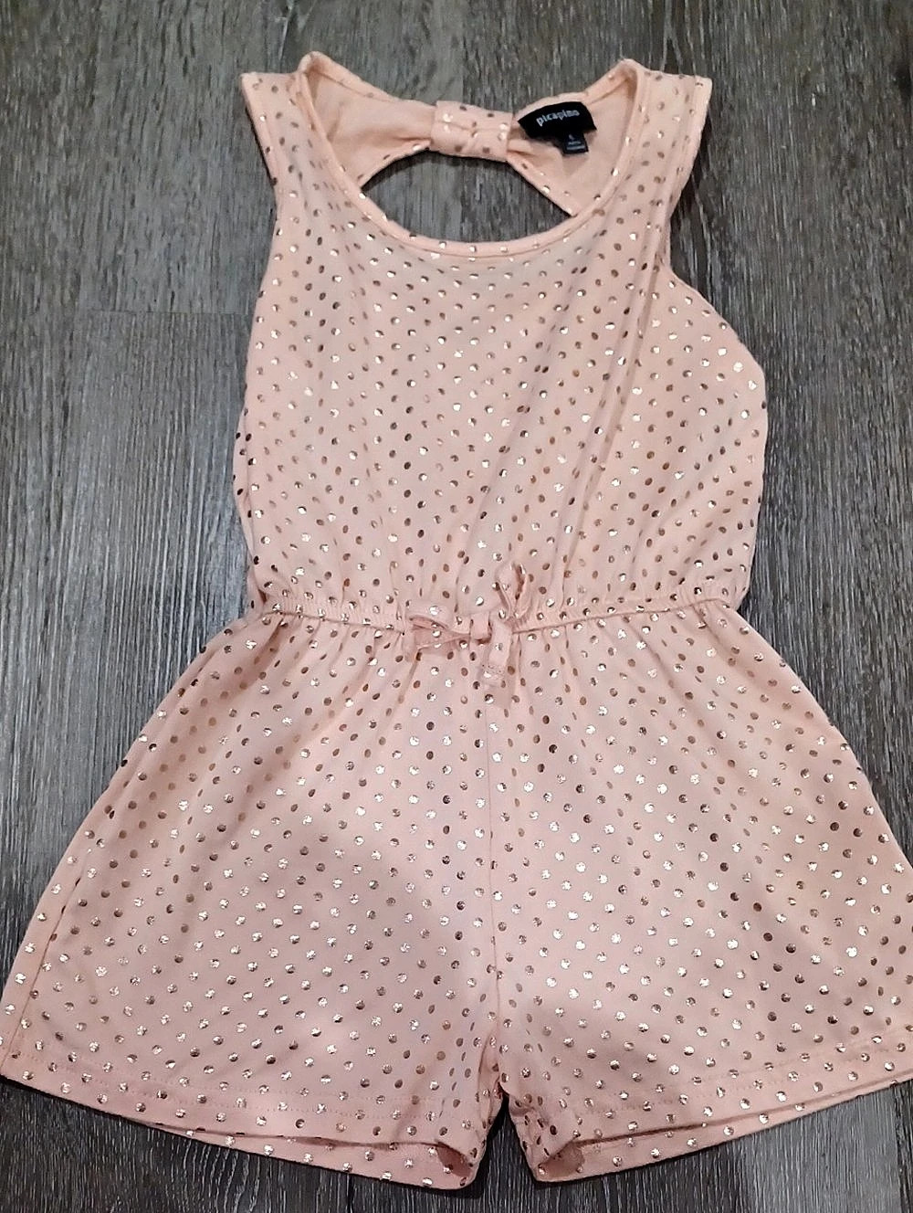Girls Pink Polka Dot Romper Size 6 Like New